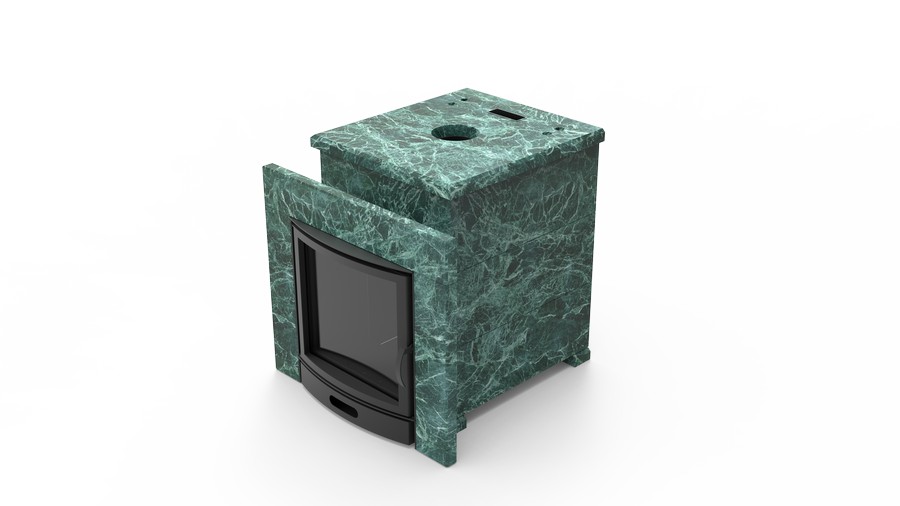 Печь в облицовке из натурального камня Genesis GN 500 облицовка закрытая плоская пироксенит-элит фото в Челябинске