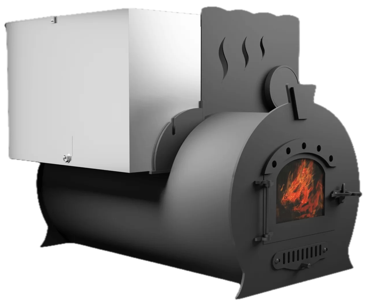 Печь Горыныч 2, каменка с правой стороны, малая дверь со стеклом фото в Челябинске