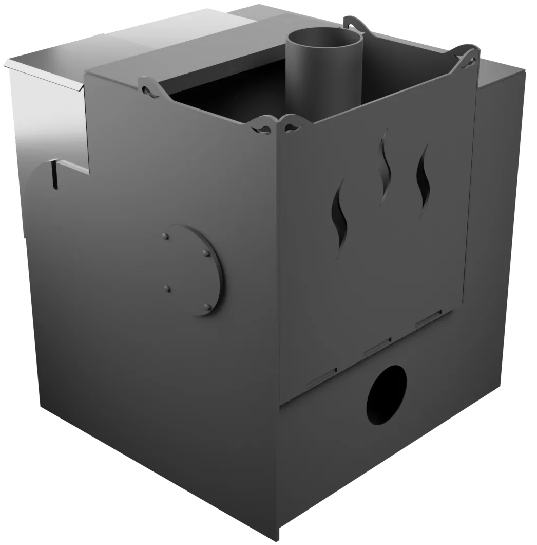 Печь Горыныч Мини, каменка с левой стороны, малое стекло, система воздушного отопления с порталом фото в Челябинске