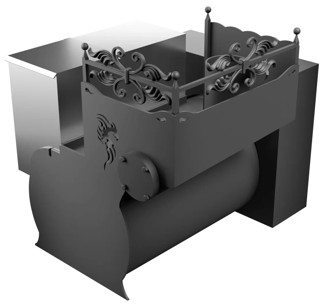 Печь Горыныч 3, каменка с левой стороны, малая дверь со стеклом, естественная система воздушного отопления фото в Челябинске