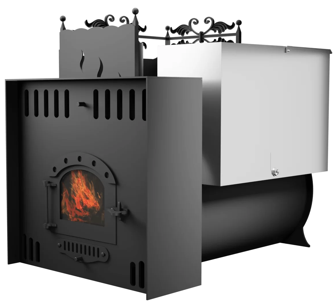 Печь Горыныч 3, каменка с левой стороны, малая дверь со стеклом, естественная система воздушного отопления фото в Челябинске