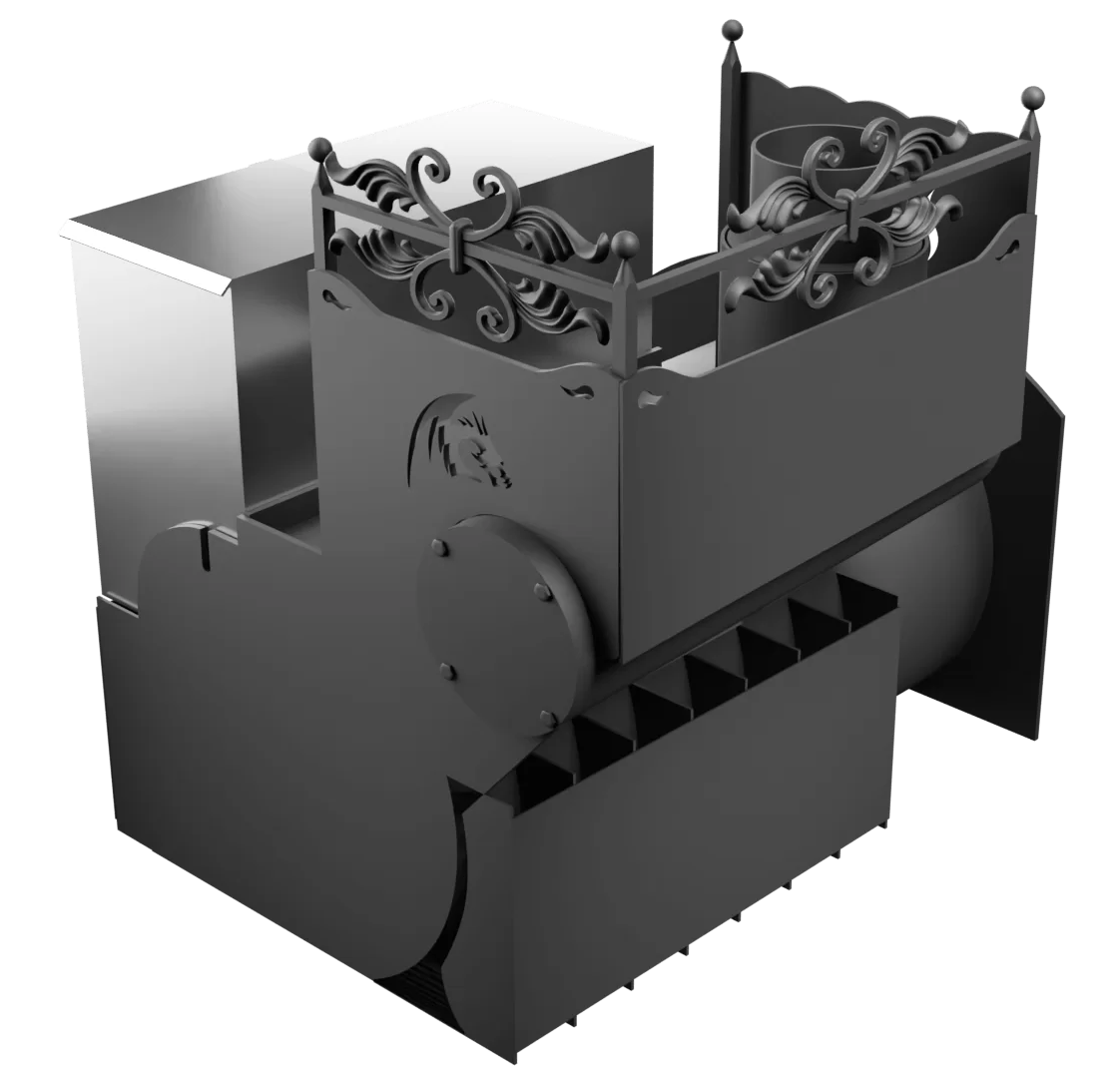 Печь Горыныч 3 с конвекцией, каменка с левой стороны, большая дверь со стеклом фото в Челябинске