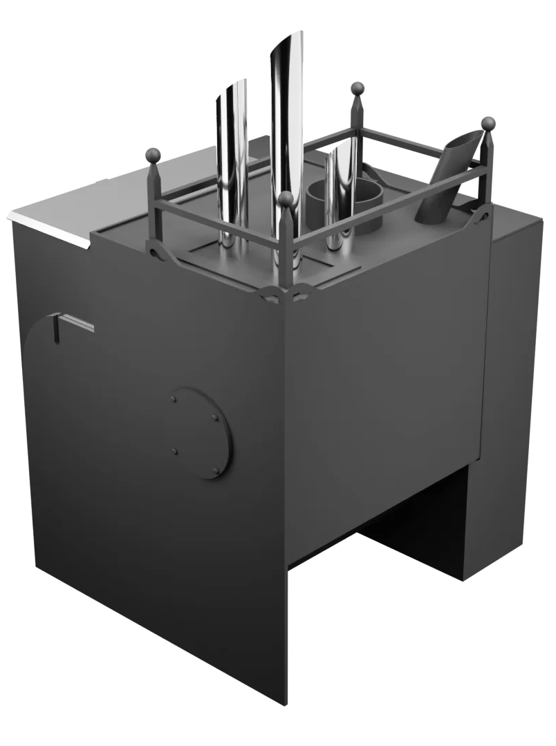 Печь Горыныч Мини, каменка закрытая с парогенератором с левой стороны, естественная система воздушного отопления фото в Челябинске