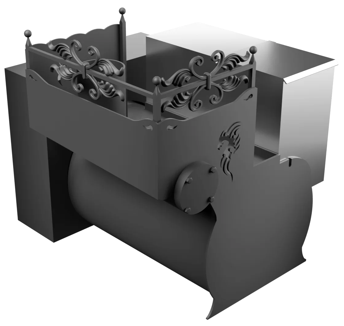 Печь Горыныч 3, каменка с правой стороны, малая дверь со стеклом, естественная система воздушного отопления фото в Челябинске