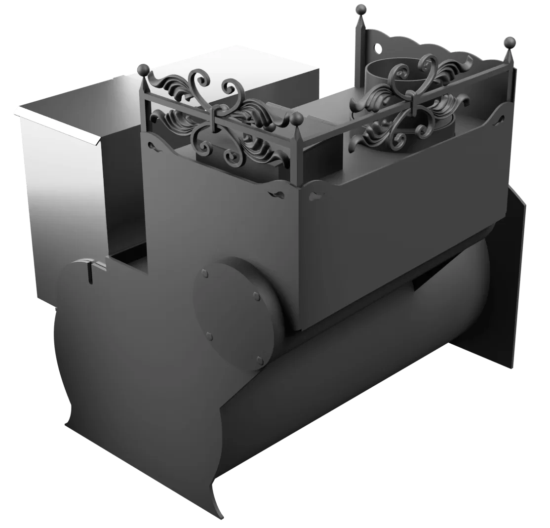 Печь Горыныч 3, каменка закрытая с левой стороны, большая дверь со стеклом фото в Челябинске