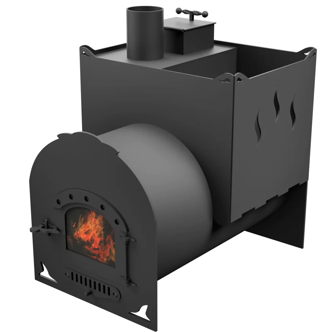 Печь Горыныч Мини, двойная каменка, малая дверь со стеклом фото в Челябинске