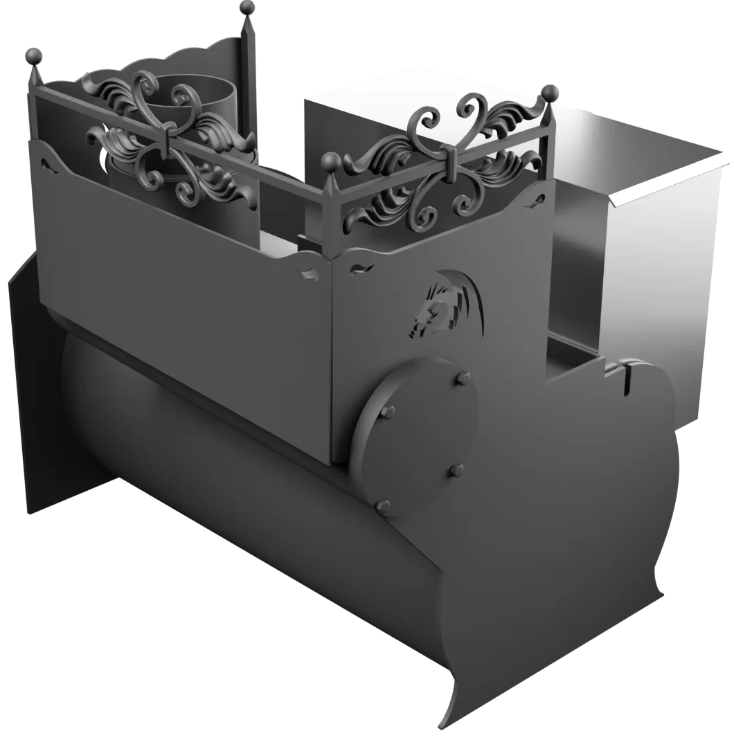 Печь Горыныч 3, каменка с правой стороны, средняя дверь со стеклом фото в Челябинске