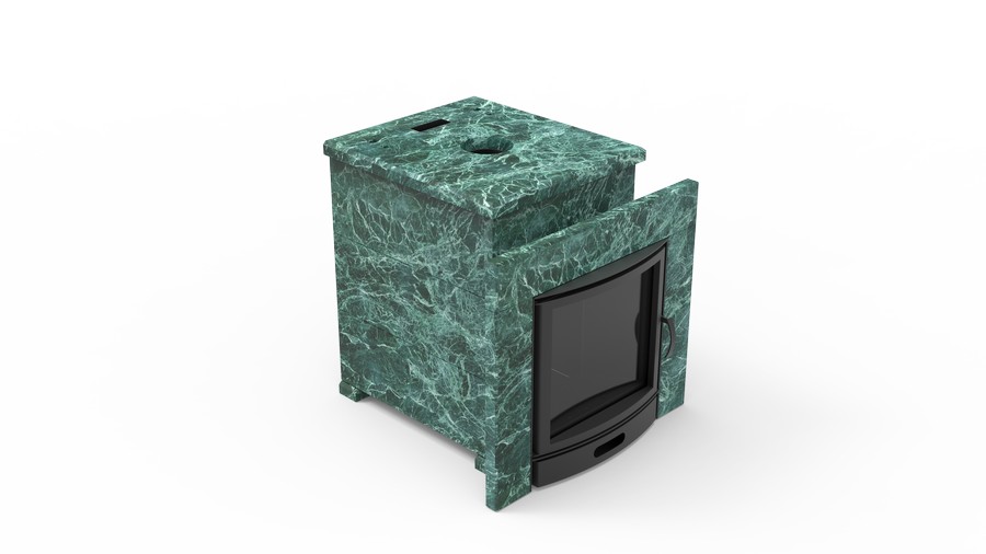 Печь в облицовке из натурального камня Genesis GN 500 облицовка закрытая плоская пироксенит-элит фото в Челябинске