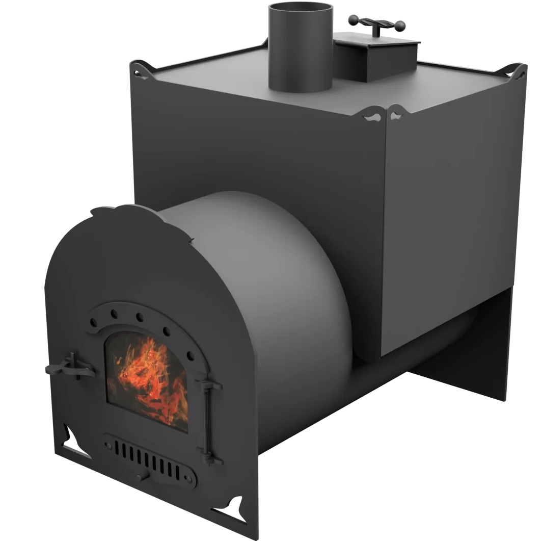 Печь Горыныч Мини, двойная каменка закрытая, малая дверь со стеклом фото в Челябинске