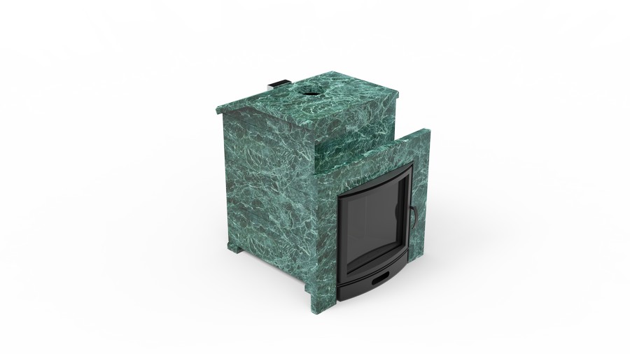 Печь в облицовке из натурального камня Genesis GN 500 облицовка закрытая со скосом талькохлорит-шлифовка фото в Челябинске