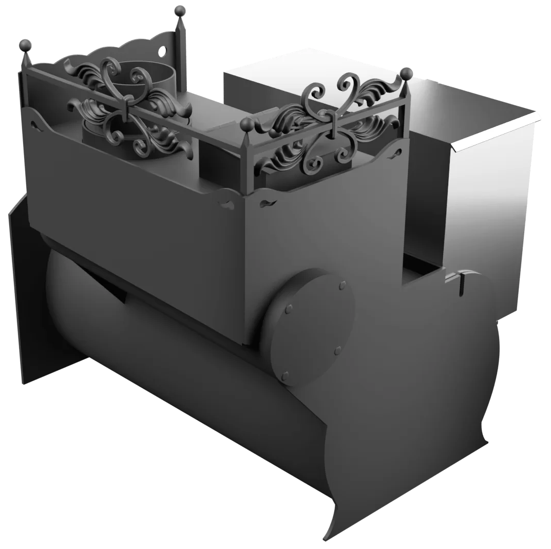 Печь Горыныч 3, каменка закрытая с правой стороны, большая дверь со стеклом фото в Челябинске