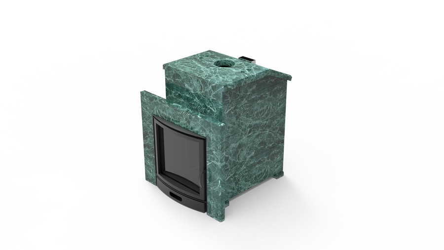 Печь в облицовке из натурального камня Genesis GN 500 облицовка закрытая со скосом талькохлорит-шлифовка фото в Челябинске