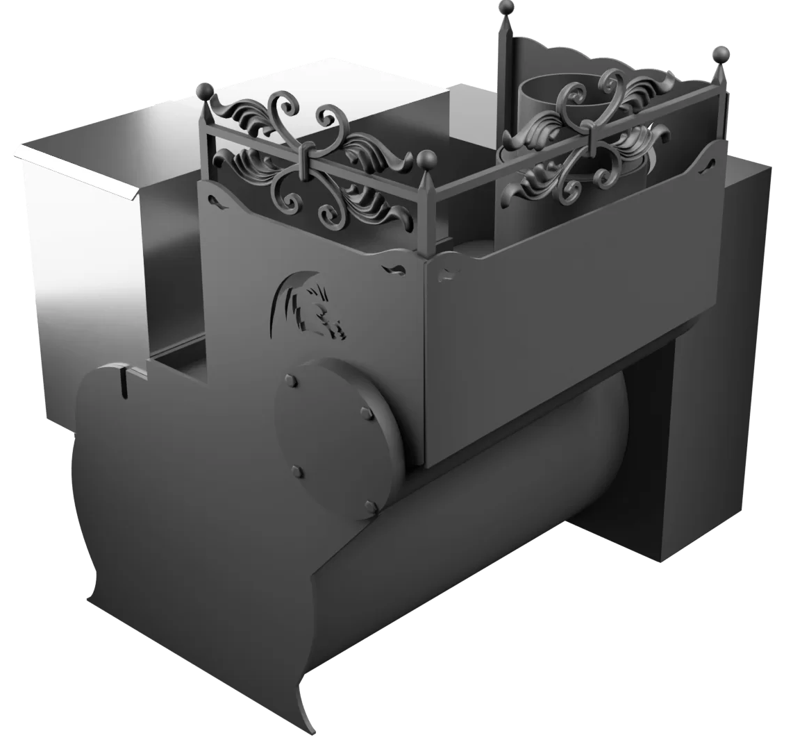 Печь Горыныч 3, каменка с левой стороны, большая дверь со стеклом, естественная система воздушного отопления фото в Челябинске