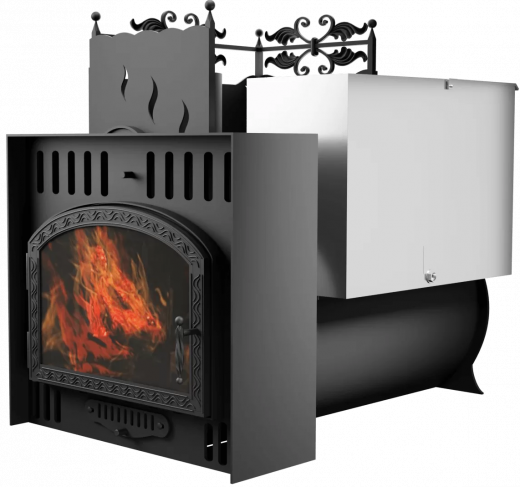 Печь Горыныч 3, каменка с левой стороны, большая дверь со стеклом, естественная система воздушного отопления фото в Челябинске