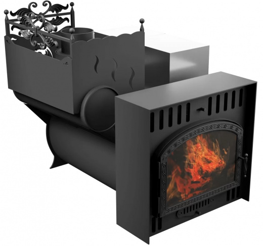 Печь Горыныч 3, каменка с левой стороны, большая дверь со стеклом, естественная система воздушного отопления фото в Челябинске