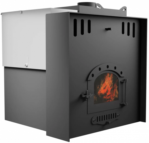 Печь Горыныч Мини, каменка с правой стороны, малое стекло, система воздушного отопления с порталом фото в Челябинске