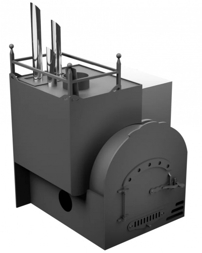 Печь Горыныч Мини, каменка закрытая с парогенератором с левой стороны, система воздушного отопления фото в Челябинске