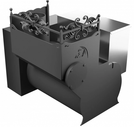 Печь Горыныч 3, каменка с правой стороны, большая дверь со стеклом, естественная система воздушного отопления фото в Челябинске