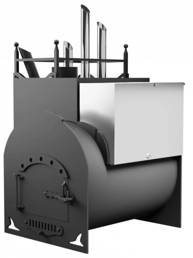 Печь Горыныч Мини, каменка закрытая с парогенератором с левой стороны фото в Челябинске