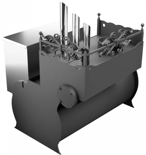 Печь Горыныч 3, каменка закрытая с парогенератором с левой стороны, малая дверь со стеклом фото в Челябинске