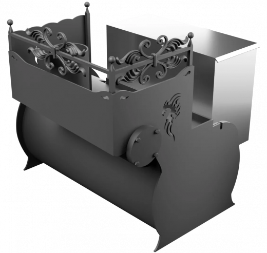 Печь Горыныч 3, каменка с правой стороны, малая дверь со стеклом фото в Челябинске