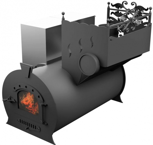 Печь Горыныч 3, каменка с правой стороны, малая дверь со стеклом фото в Челябинске