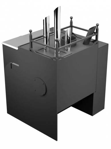 Печь Горыныч Мини, каменка закрытая с парогенератором с левой стороны, естественная система воздушного отопления фото в Челябинске
