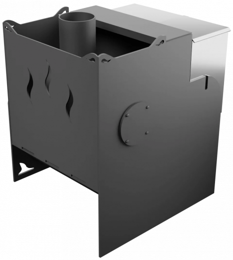 Печь Горыныч Мини, каменка с правой стороны, средняя дверь со стеклом фото в Челябинске