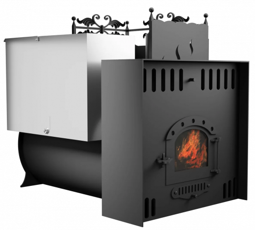 Печь Горыныч 3, каменка с правой стороны, малая дверь со стеклом, естественная система воздушного отопления фото в Челябинске