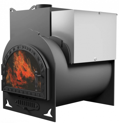 Печь Горыныч Мини, каменка с левой стороны, средняя дверь со стеклом фото в Челябинске