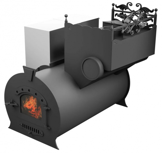 Печь Горыныч 3, каменка закрытая с правой стороны, малая дверь со стеклом фото в Челябинске