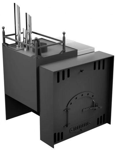 Печь Горыныч Мини, каменка закрытая с парогенератором с левой стороны, естественная система воздушного отопления фото в Челябинске