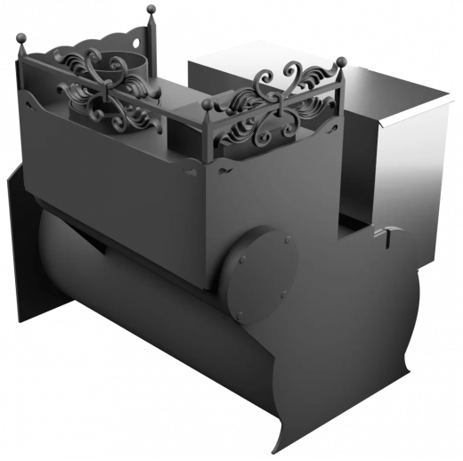 Печь Горыныч 3, каменка закрытая с правой стороны, большая дверь со стеклом фото в Челябинске