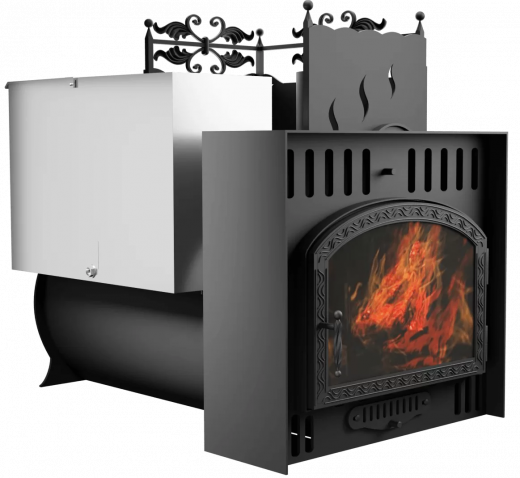 Печь Горыныч 3, каменка с правой стороны, большая дверь со стеклом, естественная система воздушного отопления фото в Челябинске