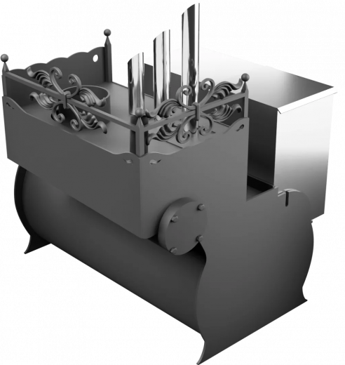 Печь Горыныч 3, каменка закрытая с парогенератором с правой стороны, малая дверь со стеклом фото в Челябинске