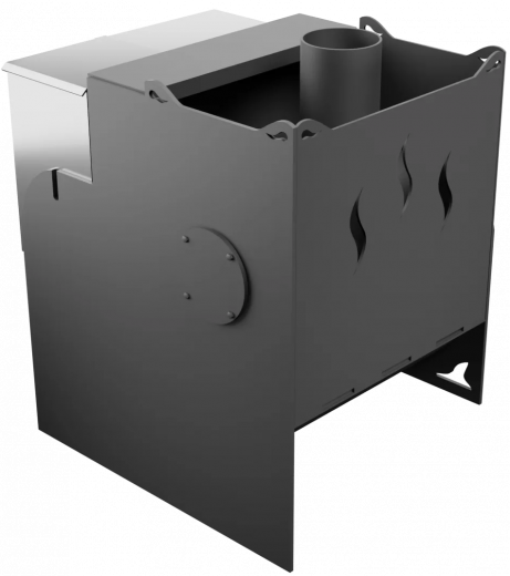 Печь Горыныч Мини, каменка с левой стороны, средняя дверь со стеклом фото в Челябинске