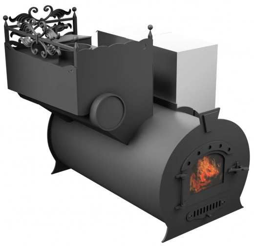 Печь Горыныч 3, каменка закрытая с левой стороны, малая дверь со стеклом фото в Челябинске